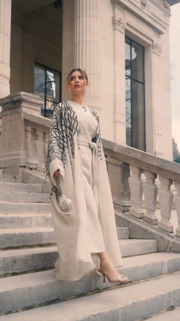 Ethereal Linen Abaya-Style Co-ord Set with Statement Embroidery - Photo 4